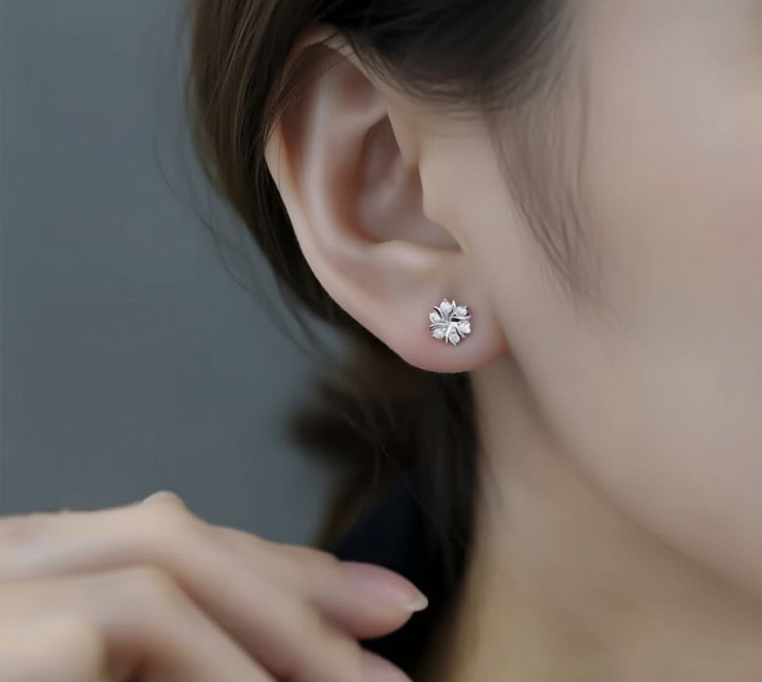 Boucles d’Oreilles Clous Flocon de Neige