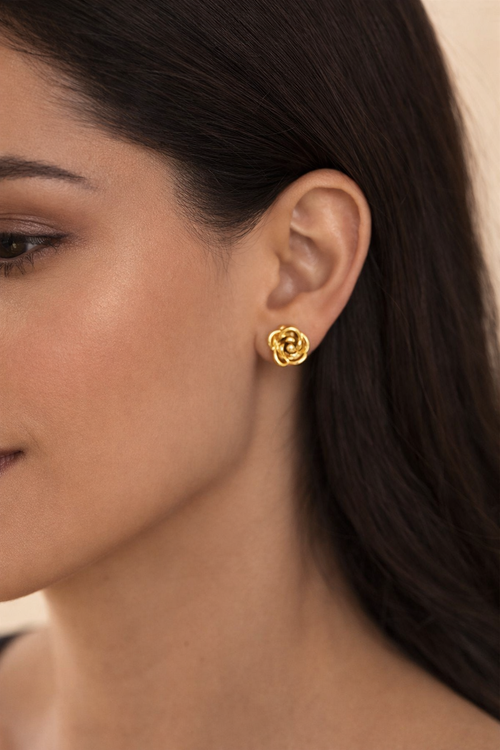 Boucles d’Oreilles Dorées Fleur