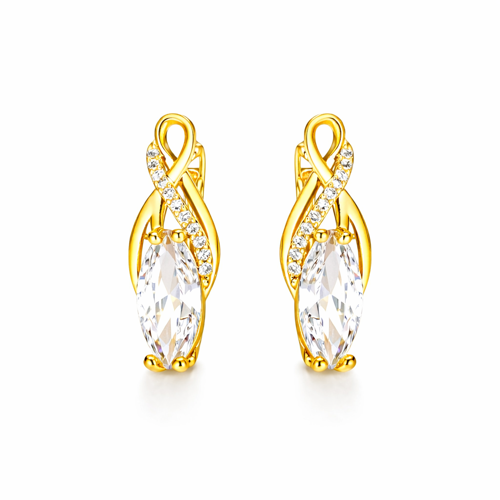 Boucles d’Oreilles Dorées Zircone