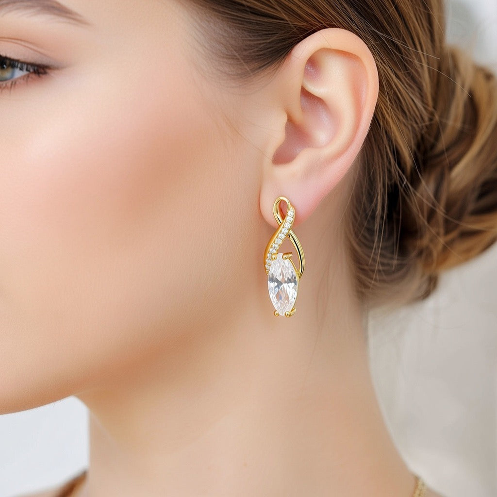 Boucles d’Oreilles Dorées Zircone