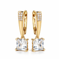 Boucles d’Oreilles Dorées Zircone Carrée