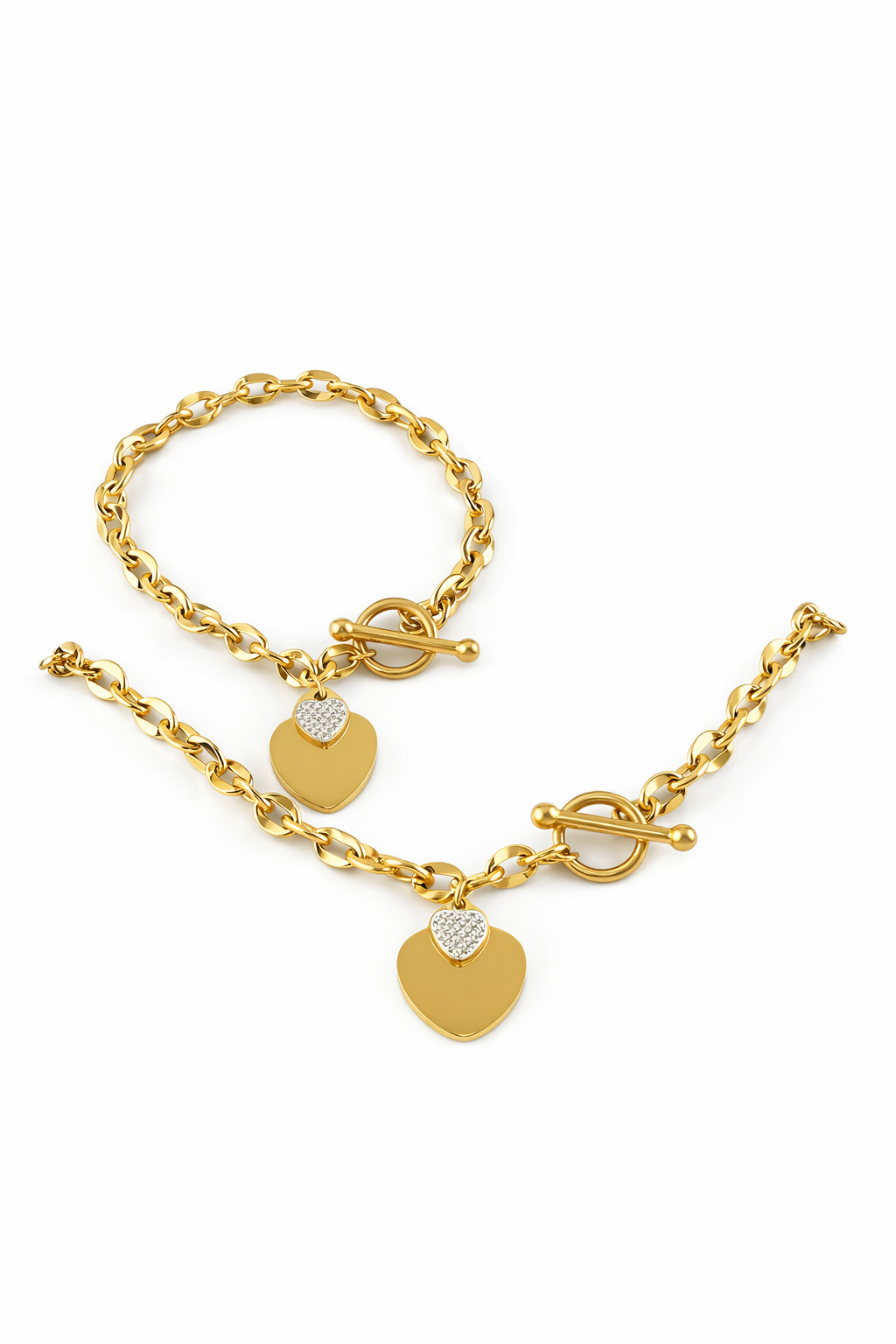 Ensemble Bijoux Doré Double Cœur