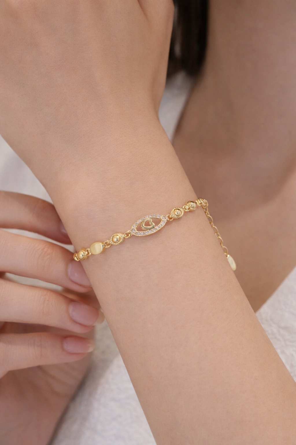 Bracelet Doré Cœur & Zircone