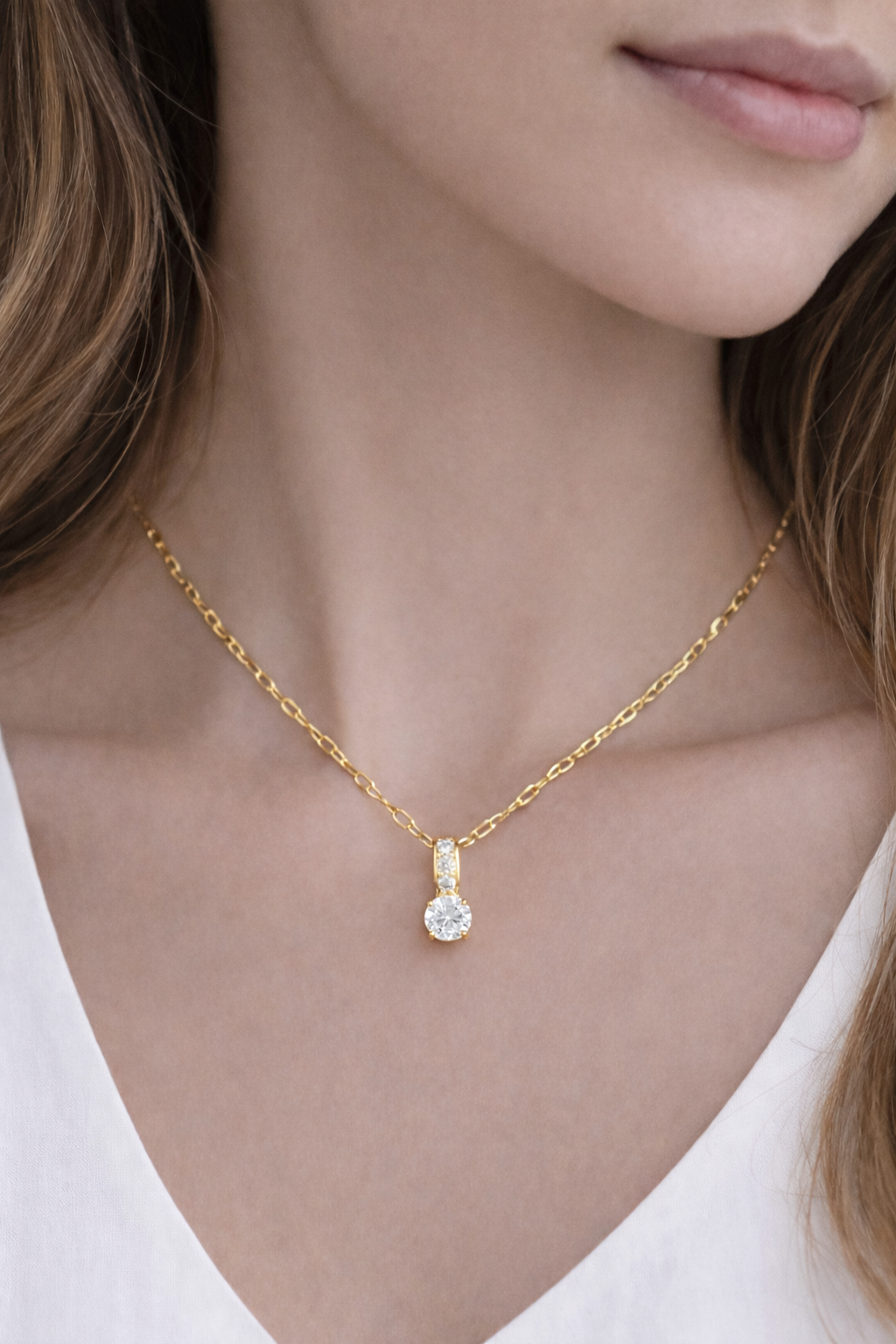 Collier Doré Zircone Scintillante