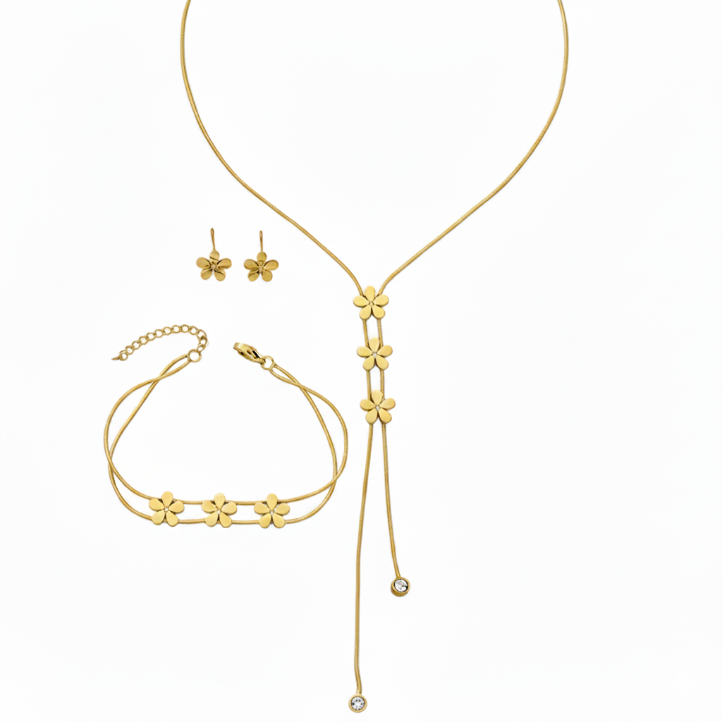 Ensemble Colliers Fleur Dorés