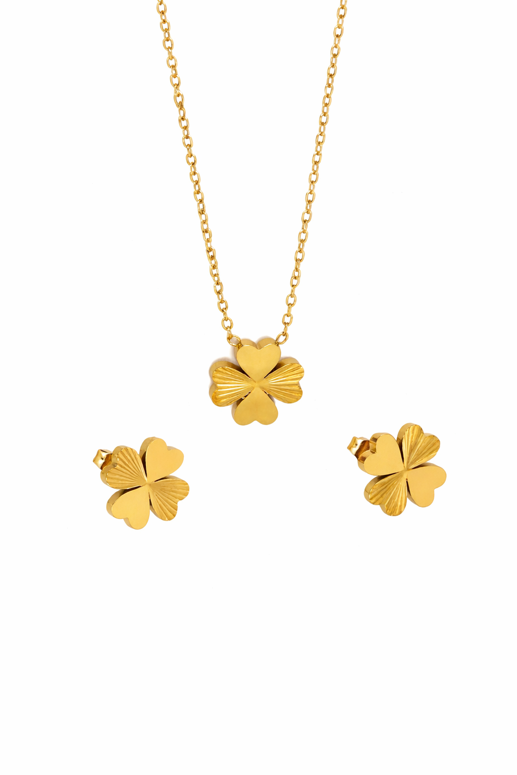 Parure Dorée Trèfle à Quatre Feuilles