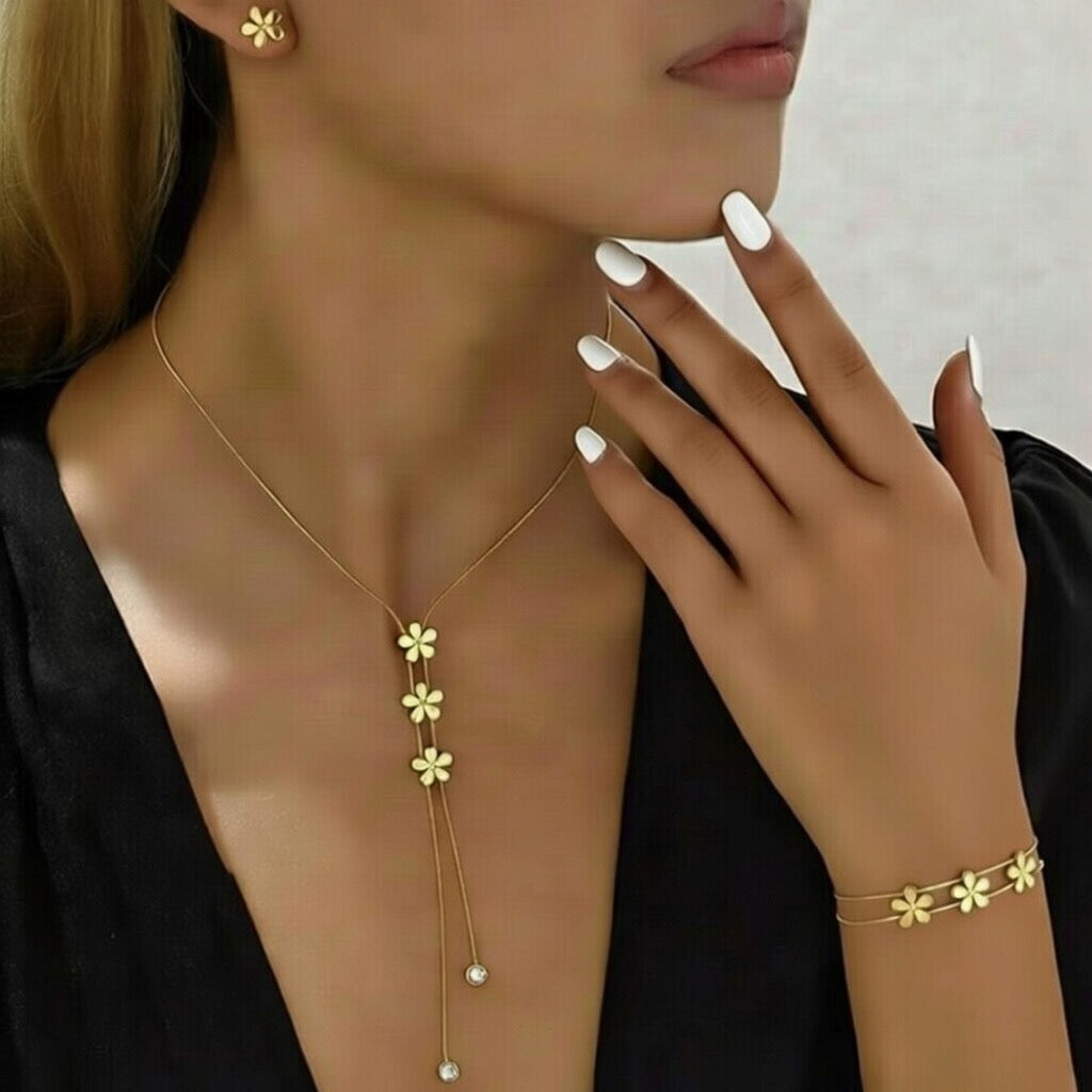 Ensemble Colliers Fleur Dorés