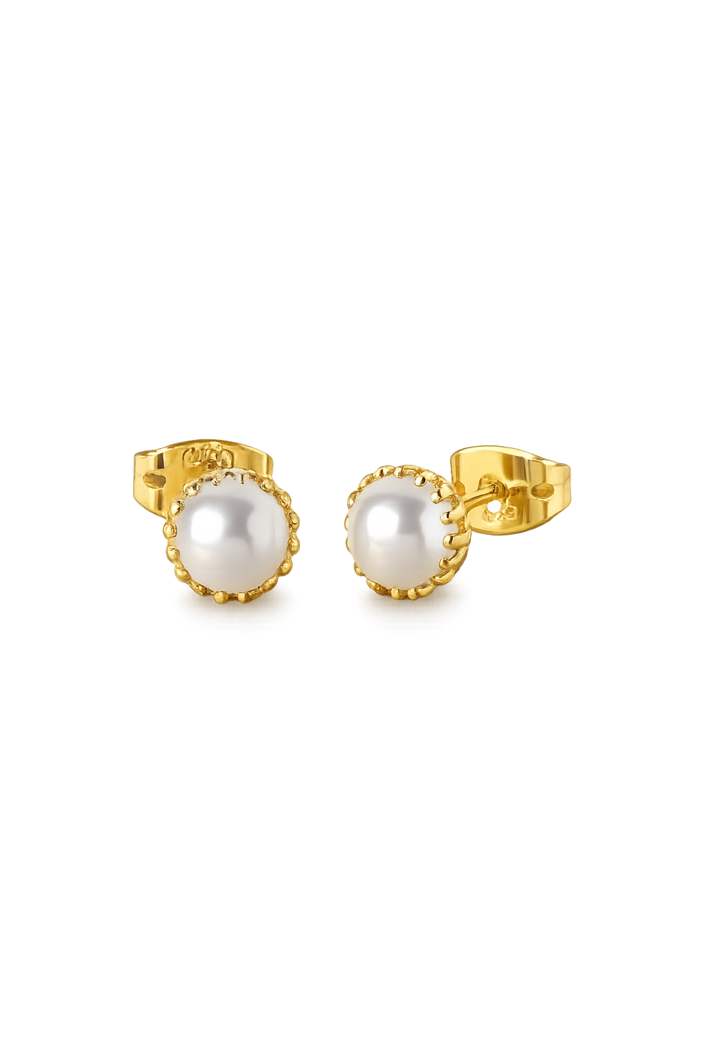 Boucles d’Oreilles Clous Perle Dorée