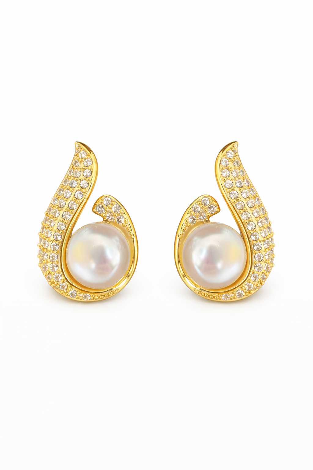 Boucles d’Oreilles Dorées Goutte d’Eau & Perle