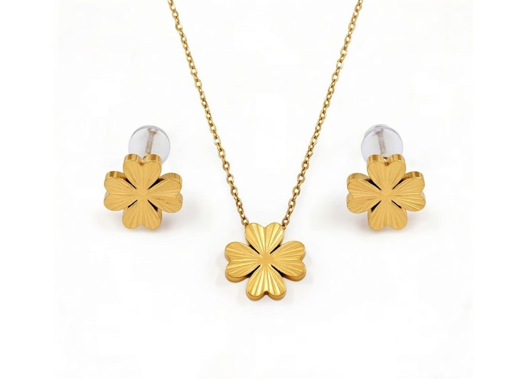 Parure Dorée Trèfle à Quatre Feuilles