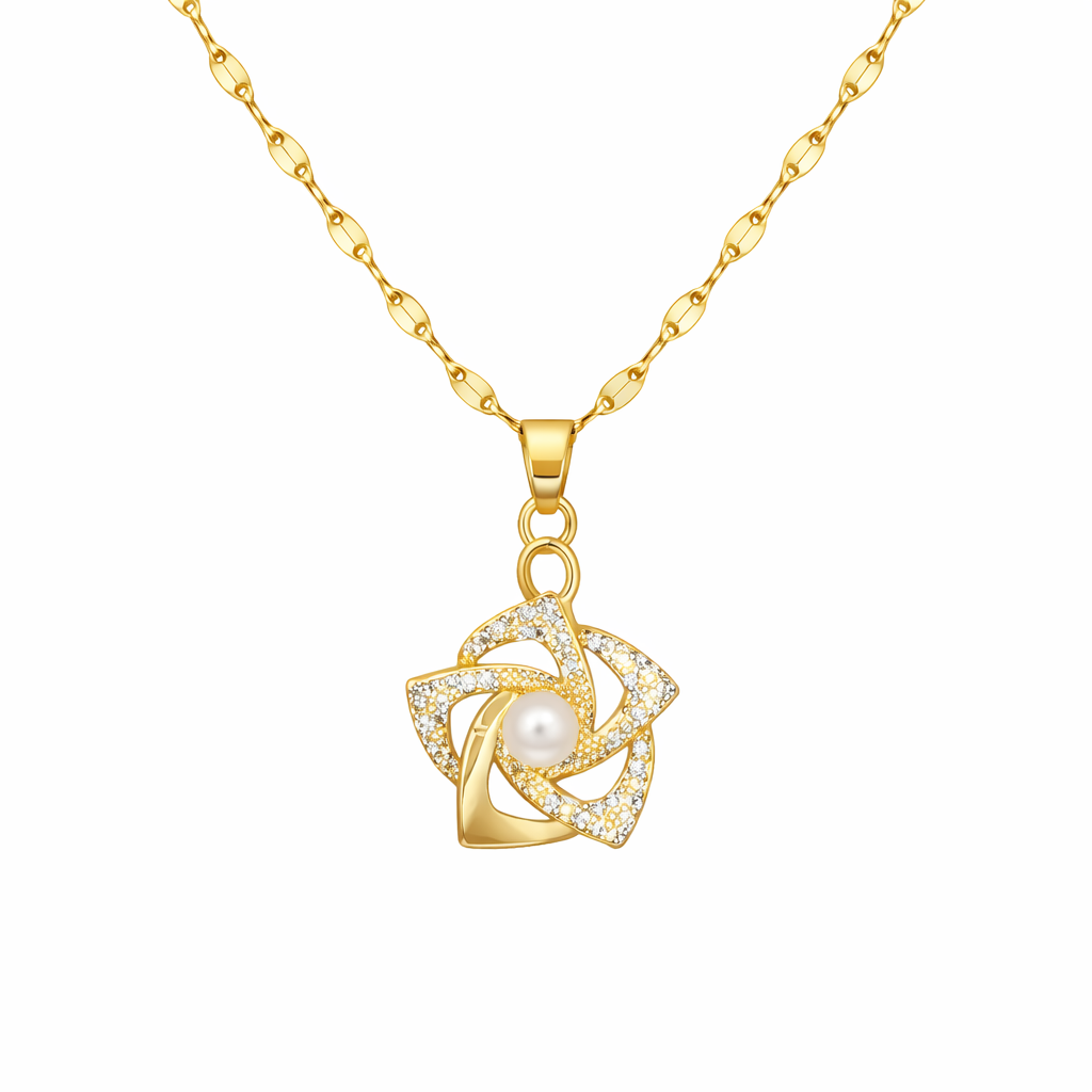Collier Fleur Rotative Dorée
